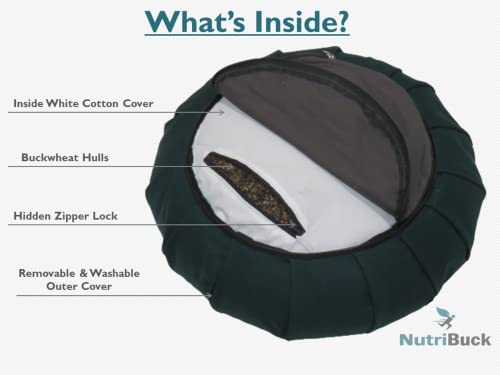 Image of Buckwheat ZAFU Meditation Cushion Filled with Buckwheat Hulls (Dark Green & Grey)
