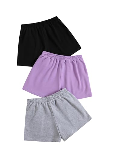 Image of SOLY HUX Girls 3 Packs Sweat Shorts Elastic Waist Casual Summer SweatShorts Teen Apparel