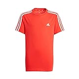 Reguläre Passform adidas Kinder Essentials 3-Streifen T-Shirt, Vivid Red/White, 134
