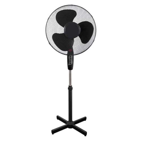 BEGRIS® Wentylator podłogowy cichy mocny czarny Wiatrak stojący Timer 3 Łopatki 50W Regulacja Wysokości cichy do Domu, Biura na Upały