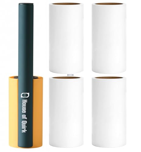 Image of House of Quirk Portable Lint Roller for Pet Hair - 4-Pack, 240 Sheets Total (60 Sheets Each), Hair Remover for Clothes & Furniture, Dogs & Cats (Sunset Yellow)
