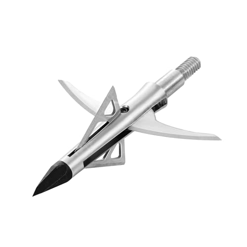 DEEPOWER 4 Pack Mechanical Broadheads 100 Grain 4-Blade Archery Broadheads Bowhunting 2' Cutting Diameter for Hunting (100 Grain)