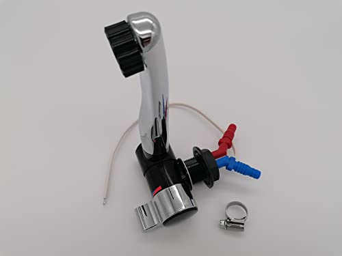 CR-MOESANCO® Wasserhahn London, verchromt, für heißes und kaltes Wasser, für Wohnwagen, Wohnmobil, Boot oder Camping, mit Schalter, 12 V / 24 V