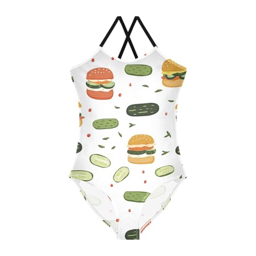 Burgers Girls One Piece Swimsuits Sport Halter Swimwear Beach Bathing Suit 3T