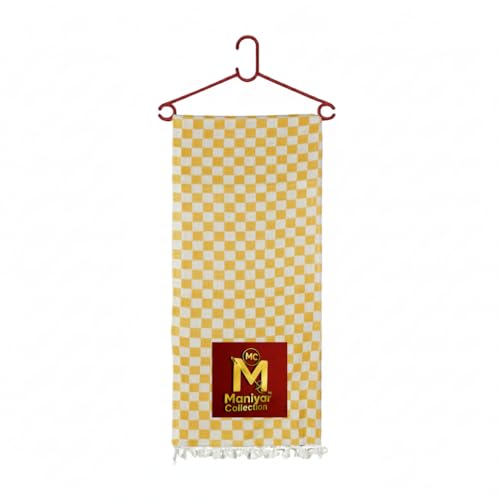 Image of Handloom Bhagalpuri Cotton Silk Mix Dull Andi 3D Checked Chadar - Soft Grey Comforter & Odhnewali Blanket for All-Season Sleeping - (220x125cm - Size) (Yellow)