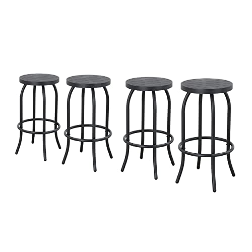 Image of LOKATSE HOME Outdoor Bar Height Stool Metal Bistro Chair Counter Footrest, Set of 4