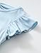 Fdqin Girls Birthday Party Dress Tween Flutter Sleeve Shiny Tulle Dress Girl Fashion Tutu Dresses Size Light Blue 7-8 Years