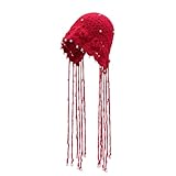 ZLYC Gorros de Ganchillo para Mujer de Punto Crochet Slouchy Beanie con Borla, Talla única