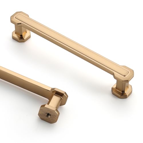 10個パック 5インチ (128mm) シャンパンブロンズ キッチンキャビネットハンドル キャビネット取っ手 キッチン金具 食器棚用 ドレッサープル 引き出しハンドル