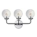 JONATHAN Y 3-Light 22" Brass Wall Sconce, Chrome/Black, Modern, 3 Lights + Bulbs, Chrome/Clear (JYL9058A)