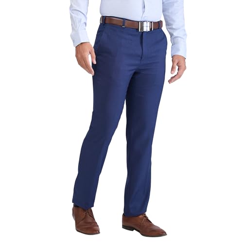 Image of Raymond Men Contemporary Fit Structure Pattern Terry Rayon Blend Pleatless Formal Trouser