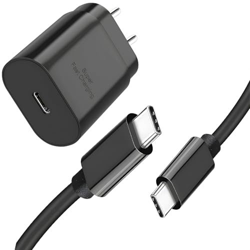 Image of Hoerrye Samsung 25W Pd Fast Charging Adapter With 1M Type C To C Cable Compatible With Galaxy S25,A56,A16,A06,M05,M06,M16,F16,F05,F06 & Other 25 Watt USB C Devices,Superfast Mobile Phone Charger,Black