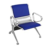 Sillas azules para sala de espera con brazos, silla de recepción acolchada, muebles de oficina, vestíbulo, banco cómodo para banco de negocios, hospital y zonas de espera