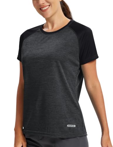 Image of MoFiz Women's Short Sleeve UPF 50+ Sun Protection Sports T-Shirt Quick Dry Running Workout Athletic Tee Top