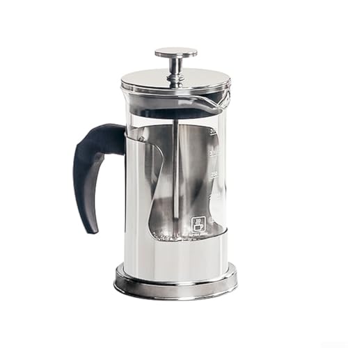 Cafetera de prensa francesa de 800 ml con marco de acero inoxidable, infusor de té de vidrio con filtro para cocina, plata (800 ml)