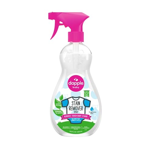 Image of DAPPLE Stain Remover Spray, Powered by Plants, Fragrance Free, 16.9 Ounce Spray Bottle, Hypoallergenic, Baby Laundry Stain Remover for Clothes & Cloth Diapers