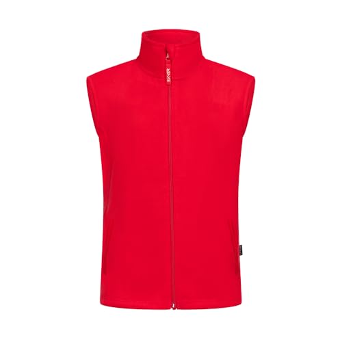 EXNER Damen-Fleeceweste, Ärmellos, Stehkragen, Seiteneingrifftaschen, Zipper, rot, Größe 2XL