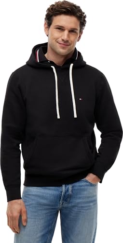 Tommy Hilfiger Sweat à Capuche Homme Essential Fleece Regular Fit, Noir (Black), M