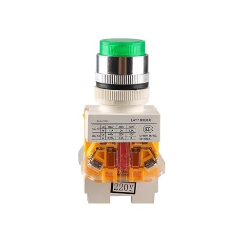 Pulsador iluminado LAY7-11D 380V rojo neón para panel de control industrial
