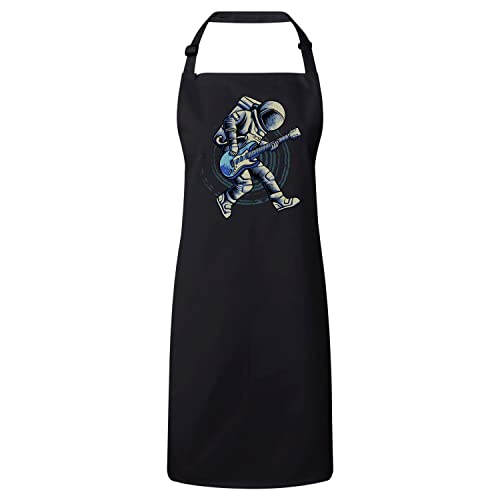 Tablier cuisine noir space rocker cosmonaute guitare