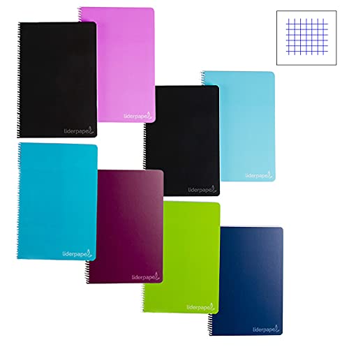 Cuaderno espiral liderpapel a4 wonder tapa plastico 80h 90gr cuadro 4mm con margen colores surtidos