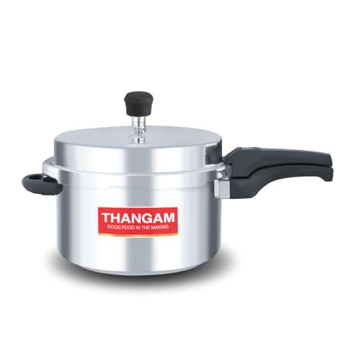 Image of Thangam Aluminium Large Pressure Cooker 7.5 Litre | Heavy Gauge Cooker for Gas Stove | Durable Virgin Aluminium Body | Fast Cooking Silver Kitchen Cookware (7.5 Litre)