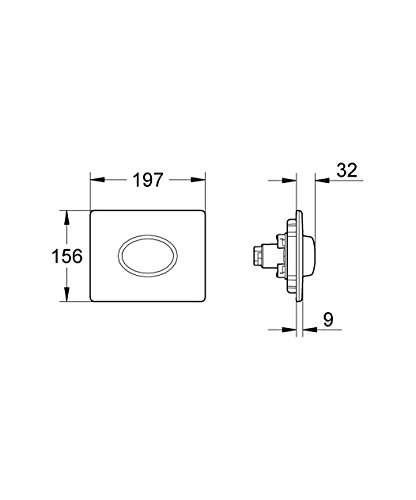 Plaque de commande WC GROHE Skate argent avec double touche pour économie d'eau
