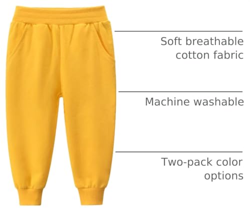 Image of HILEELANG Toddler Boy Sweatpants Kids Sport Jogger Cotton Casual Active Playwear Sweats Pants 2-Pack