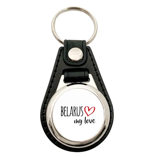 Huuraa pendentif en cuir Belarus my love Porte-clés cadeau en métal avec caddie amovible en similicuir Belarus my love Présent