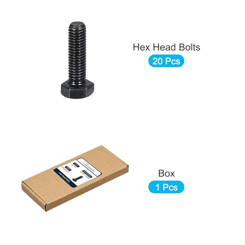 Image of METALLIXITY Hex Bolts (M8-1.25x25mm) 20Pcs, 12.9 Grade Carbon Steel Fully Threaded Black Oxide, Coarse Thread UNC Hex Head Screw Bolt - for Mechanical Repair