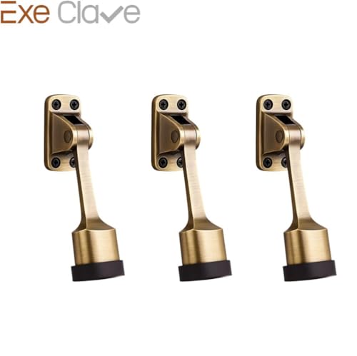 Image of Luxury Door Stopper in Gold | Heavy Duty Metal Door Stops for Home Office | Anti Slip Decorative Door Holder | Modern Gold Finish Door Stop Set for All Floors (Set of 3)