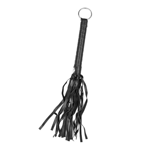 Namvo 2 Stück kleine Schwarze Peitsche, Reitgerte mit Quaste, Rutschfester Griff, Für Reitsport-Training im Freien, Wettkampf-Leistungsübungen, Rollenspiel-Peitsche (30 cm, Schwarz)