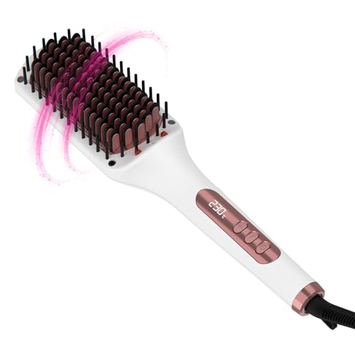 Solac - Cepillo Alisador Expert Ion Brush 65W, Estilo Cuadrado, Púas 3D con Recubrimiento Cerámico, Tecnología Iónica, 6 Niveles de Temperatura 130–230 °C, Pantalla Electrónica, Cable 360º