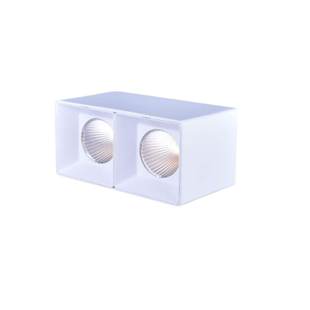 Focos LED de Doble Cabezal con Panel Cuadrado de Aluminio empotrables en el Techo ultrabrillantes antideslumbrantes direccionales para Uso Comercial y,Luz Blanca cálida_5w