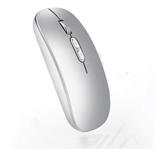 Souris ultra-mince sans fil argentée avec batterie rechargeable et clics discrets