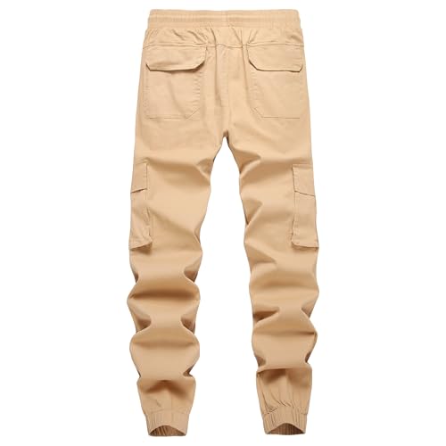 Mens Casual Cargo Joggers Pants Elastic Waist Slim Fit Stretch Chino Work Pants Twill Track Sweatpants Trousers2
