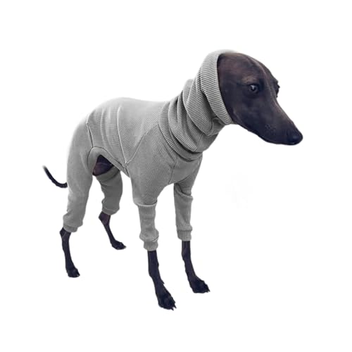 Pijama Enterizo for Whippet, Mono elástico de Cuello Alto for Perros de Cuatro Patas, Ropa de otoño e Invierno for Galgos y Lurchers.(Grey,2XL)