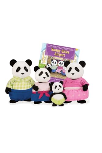 Li'L Woodzeez 6154M Skyhopper Panda Family - Juego de 5 Piezas con Figuras en Miniatura y Libro de Cuentos - Juguetes de Animales y Accesorios Acc para niños a Partir de 3 años, Multi