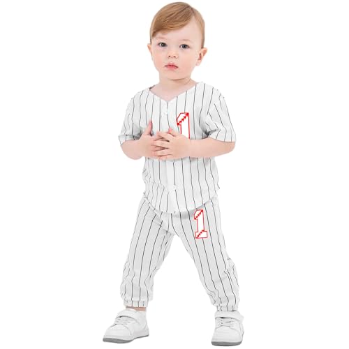 Toddler Boys Birthday Outfit Baseball Jersey and Pants 2pcs 1-6 Years Old Stripe Softball Shirt Summer Clothes2
