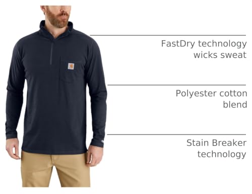 Image of Carhartt Men's 104255 Force Relaxed Fit Quarter Zip Pocket T-Shirt