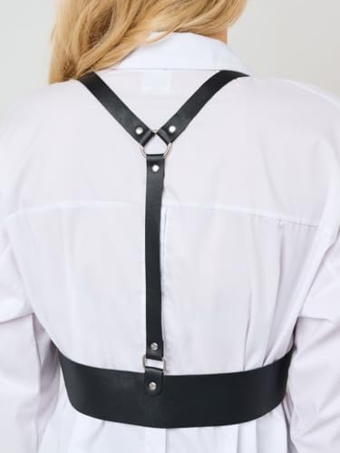 Fstrend Harness Waist Belt Leather Body Chain Chest Punk Black Costume Body Accessory for Women4