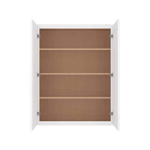 Image of Furinno Shaker Wall Kitchen Cabinet in Shaker White 2-Door-3 Shelves, Ready to Assemble, 33 in. W x 12 in. D x 42 in. H, White