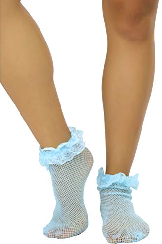 ToBeInStyle Women's Fishnet Ankle Socks With Ruffle Trim - Image 5