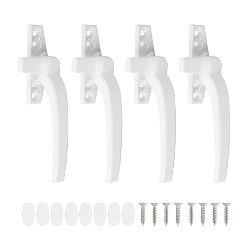 Image of Aramox Aluminum Alloy Window Handle Casement Window Lock Flat Open External Push Design for Aluminum and Wood Windows Simple Installation Wear Rust Home Use (White)
