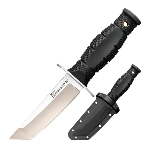 Image of Cold Steel Mini Leatherneck TANTO POINT Compact Lightweight 3.5 inch 8CR13MOV Steel Fixed Blade Outdoor Hunting Utility Knife, 3.25 inch Textured Ergonomic KRAY-EX HANDLE, SECURE-EX SHEATH