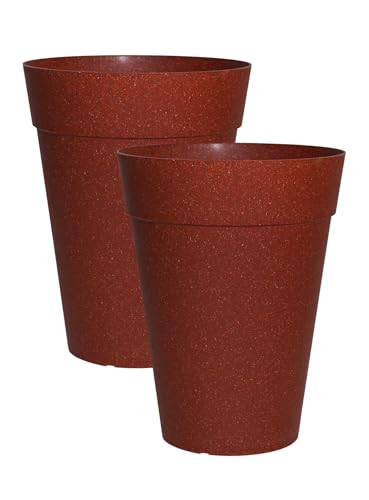 Image of Harshdeep Flower Pot for Indoor Plants- Rome - Home Balcony Garden Decorative Eco Friendly Round Big Size Planters Bamboo and Rice Husk Set of 2 (Red)