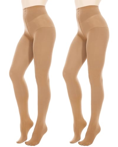 Image of Citystl Opaque Black Tights for Women, 80D Tummy Compression Plus Size Tights, Control Top Microfiber Pantyhose for women