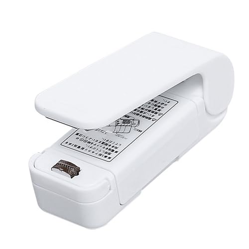 Máquina de sellado portátil para bocadillos - Sellador de bolsas Obturador de calor de mano - Sellador al vacío (Blanco)