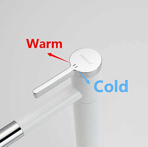 ubeegol-Grifo-de-Lavabo-Blanco-Monomando-para-Bano-Giratoria-360-Griferia-de-Fregadero-para-Bano-Monomando-Lavabo-Grifo-Mezclador-Agua-Fria-y-Caliente-Laton-Cromado