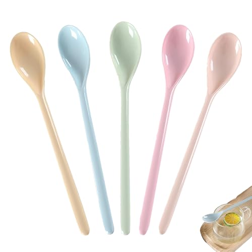 5 Stück Eierlöffel Kunststoff, Plastik Löffel, Plastik Löffel Klein, Plastiklöffel Lang, Lange Löffel, für Wohnküche Kaffee Getränke Eier Eis...